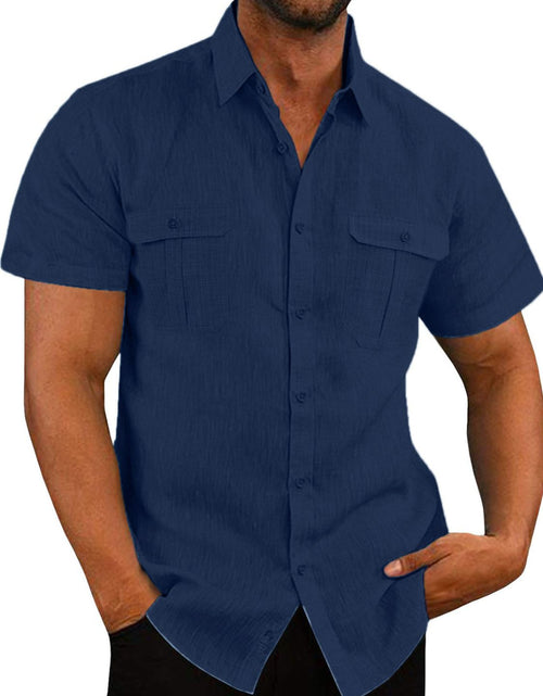 Load image into Gallery viewer, Men's Plus Size Collared Neck Short Sleeve Shirt
