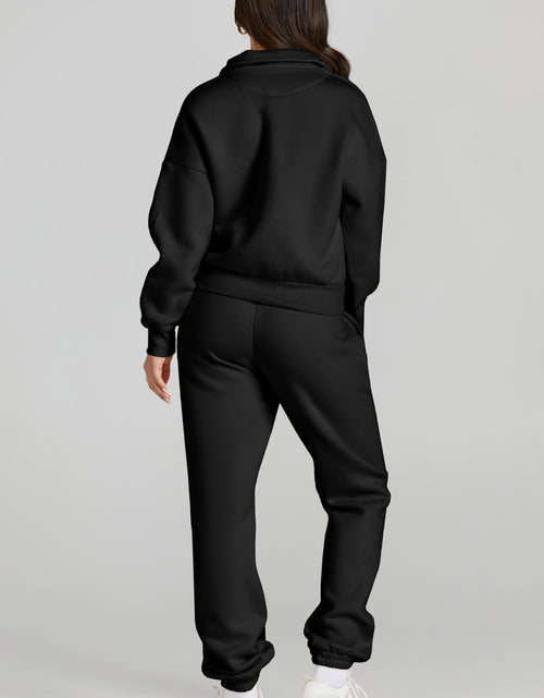 Load image into Gallery viewer, Quarter Zip Top and Drawstring Pants Active Set
