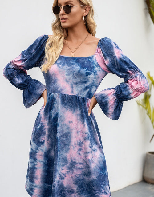 Load image into Gallery viewer, Ivy Lane Tie-Dye Square Neck Flounce Sleeve Dress
