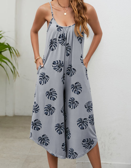 Load image into Gallery viewer, Botanical Print Spaghetti Strap Scoop Neck Jumpsuit
