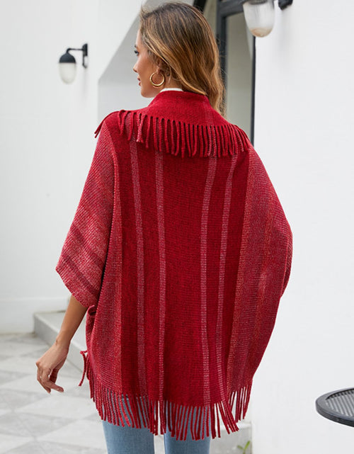 Load image into Gallery viewer, Fringe Detail Open Front Poncho
