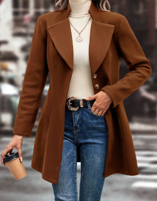 Load image into Gallery viewer, Collared Neck Button Up Long Sleeve Coat
