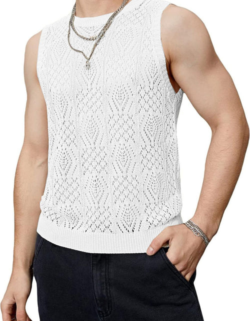 Load image into Gallery viewer, Men's Openwork Round Neck Tank
