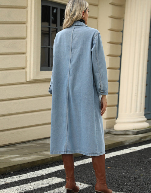 Load image into Gallery viewer, Pocketed Button Down Collared Neck Denim Jacket
