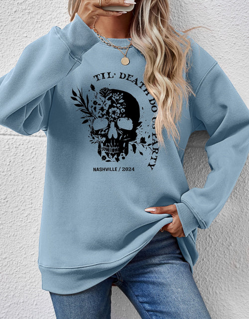 Load image into Gallery viewer, Graphic Round Neck Dropped Shoulder Sweatshirt
