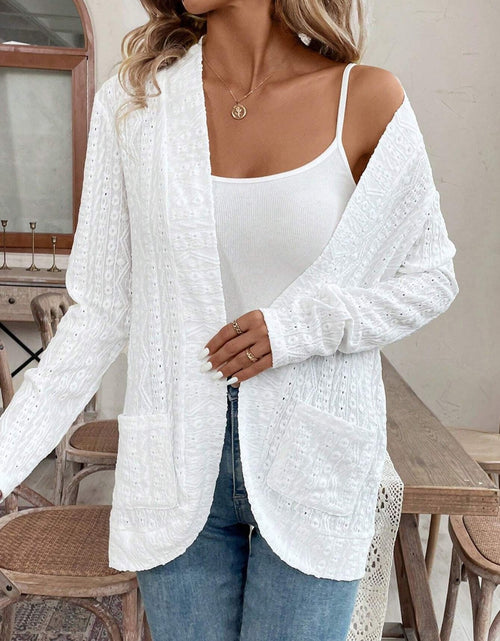 Load image into Gallery viewer, Pocketed Eyelet Open Front Cover Up
