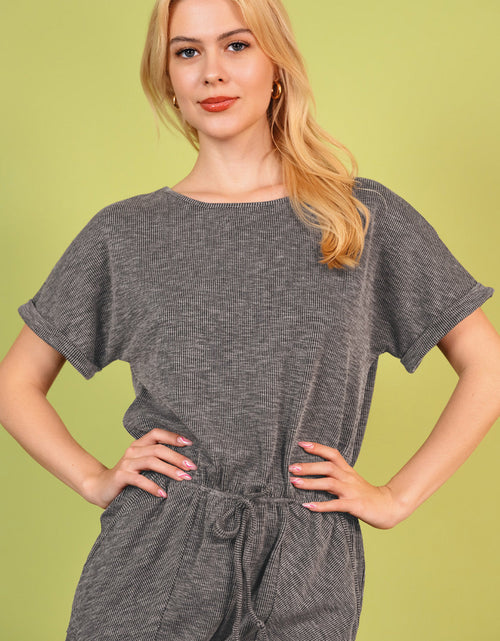 Load image into Gallery viewer, Round Neck Short Sleeve Romper with Pockets
