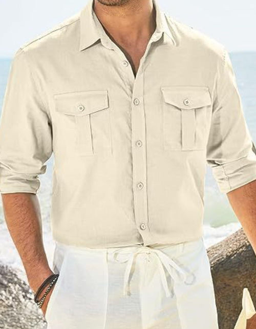 Load image into Gallery viewer, Men's Plus Size Button Down Collared Neck Long Sleeve Shirt
