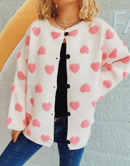 Load image into Gallery viewer, Heart Button Up Long Sleeve Cardigan
