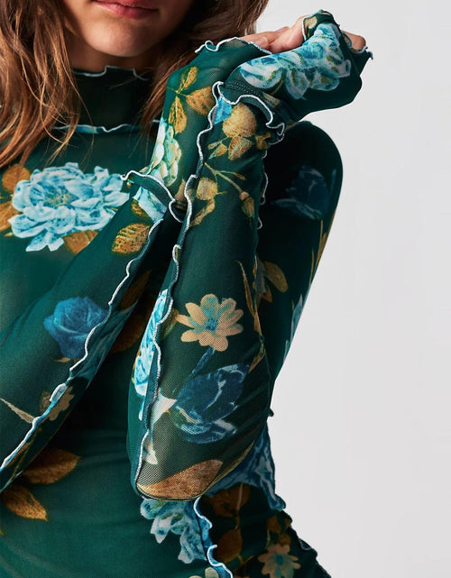 Load image into Gallery viewer, Floral Mock Neck Long Sleeve Top
