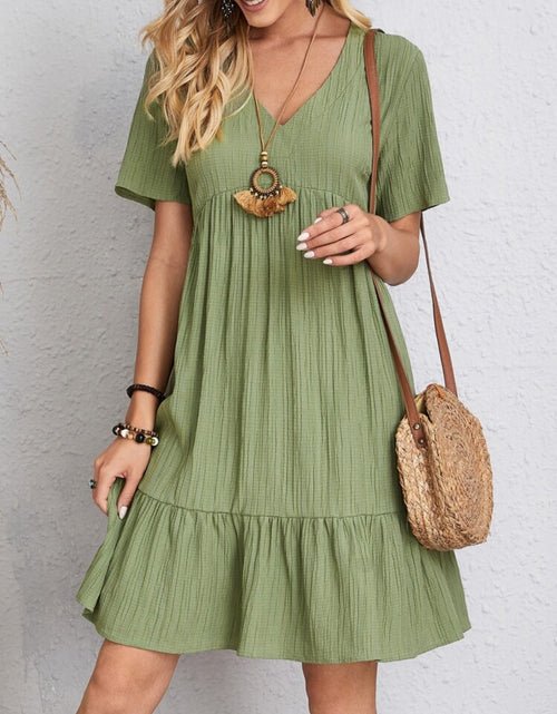 Load image into Gallery viewer, Full Size V-Neck Short Sleeve Dress
