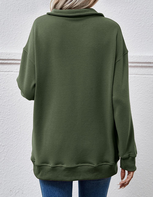 Load image into Gallery viewer, Collared Neck Dropped Shoulder Sweatshirt
