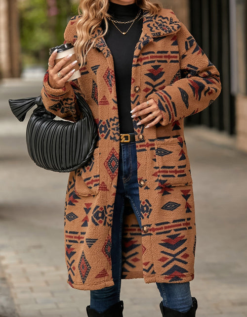 Load image into Gallery viewer, Geometric Pocketed Dropped Shoulder Coat
