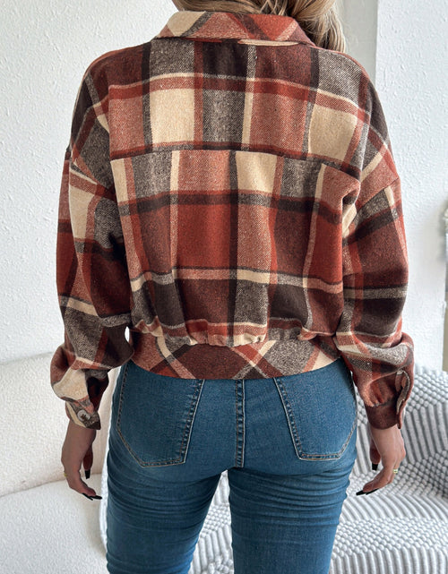 Load image into Gallery viewer, Plaid Button Up Long Sleeve Jacket
