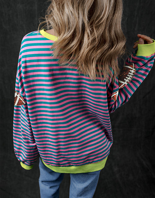 Load image into Gallery viewer, Striped Football Long Sleeve Sweatshirt
