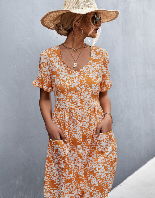Load image into Gallery viewer, Printed Button down Pocketed Dress
