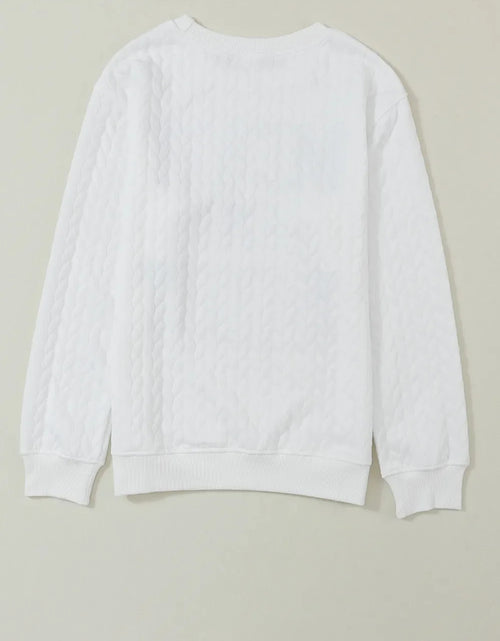 Load image into Gallery viewer, Full Size MERRY AND BRIGHT Cable Knit Pullover Sweatshirt
