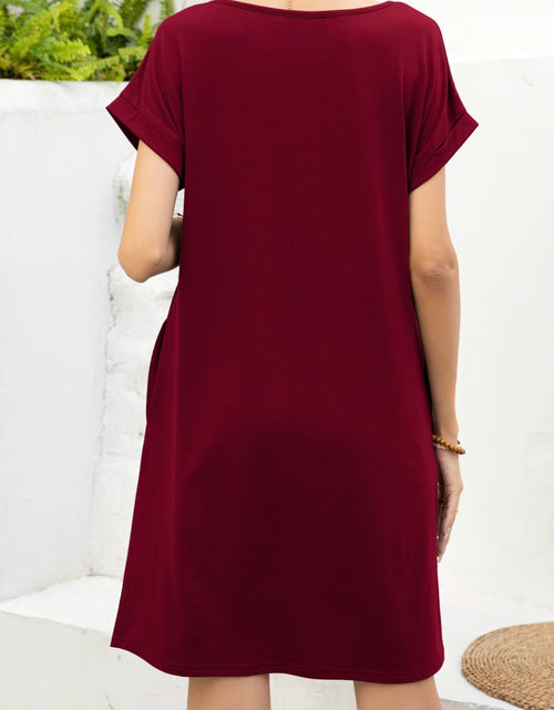 Load image into Gallery viewer, Scoop Neck Short Sleeve Pocket Dress
