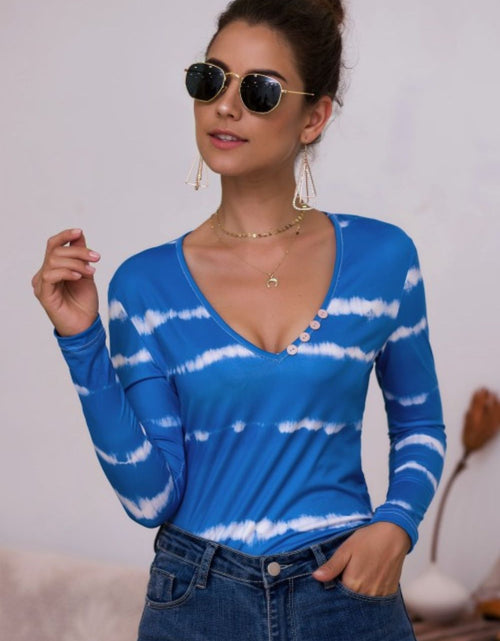Load image into Gallery viewer, Tie-Dye Plunge Long Sleeve Top
