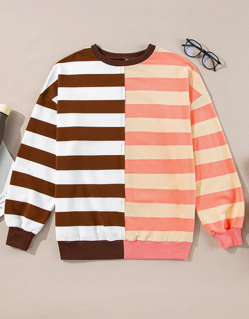 Load image into Gallery viewer, Striped Round Neck Long Sleeve Sweatshirt
