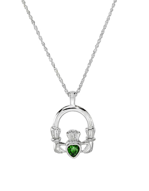 Load image into Gallery viewer, Vintage Claddagh Necklace Austrian Heart Crystal 18k Yellow Gold Electroplated Made in the USA by PVD Vintage Jewelry
