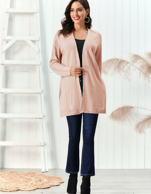 Load image into Gallery viewer, Cable-Knit Open Front Long Sleeve Cardigan
