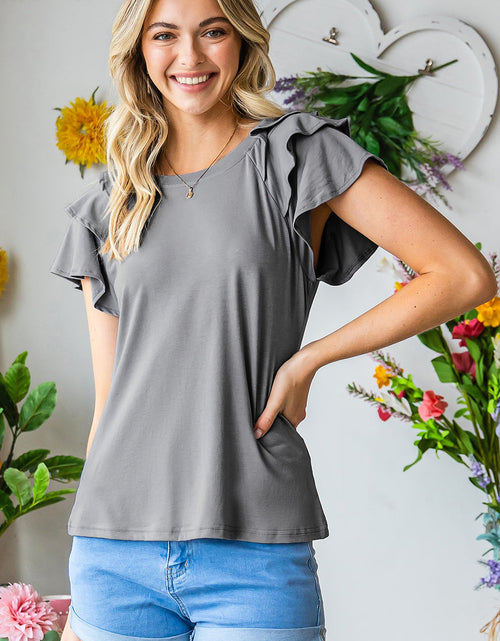 Load image into Gallery viewer, Layered Flutter Sleeve Round Neck Top
