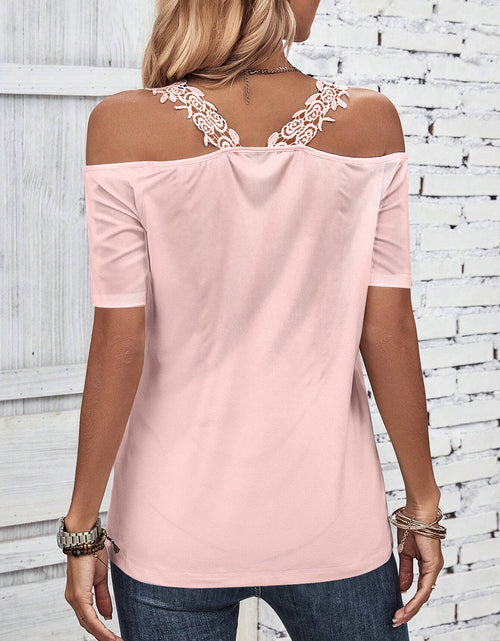 Load image into Gallery viewer, Full Size Lace Detail Short Sleeve T-Shirt
