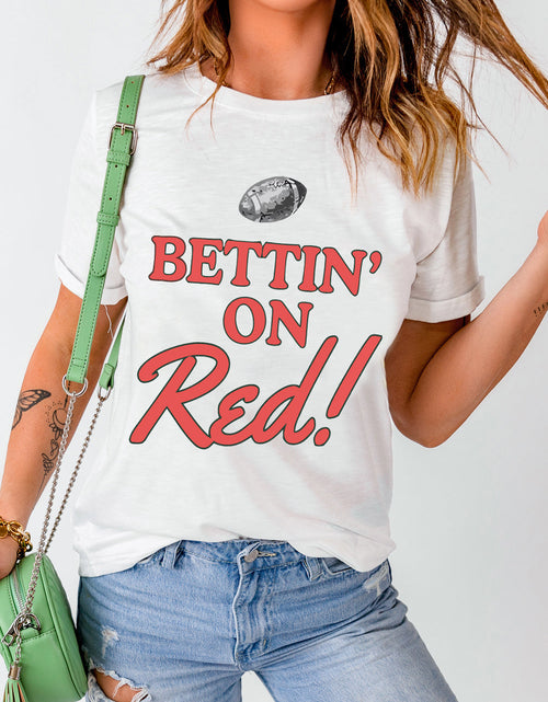 Load image into Gallery viewer, Letter Graphic Round Neck Short Sleeve T-Shirt
