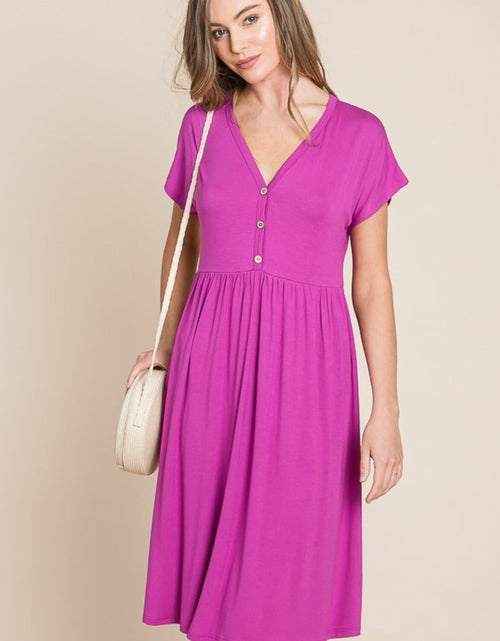 Load image into Gallery viewer, BOMBOM V-Neck Short Sleeve Dress
