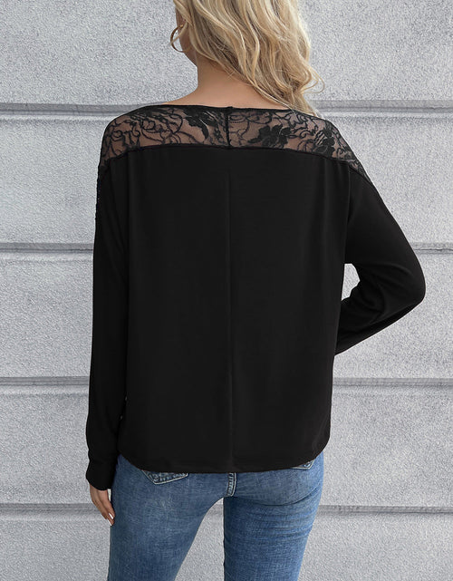 Load image into Gallery viewer, Ivy Lane Lace Long Sleeve Round Neck Tee
