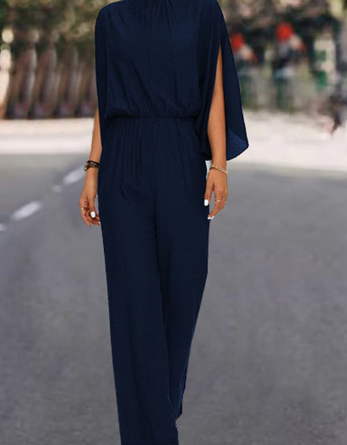 Load image into Gallery viewer, Tie Back Mock Neck Split Sleeve Jumpsuit
