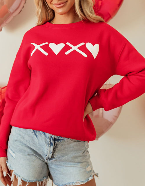 Load image into Gallery viewer, Valentine’s Day XOXO Round Neck Drop Shoulder Sweatshirt
