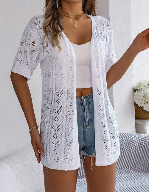 Load image into Gallery viewer, Openwork Open Front Half Sleeve Cardigan
