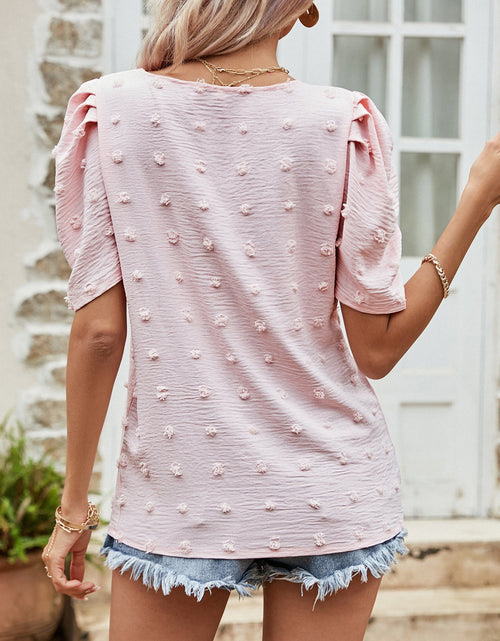 Load image into Gallery viewer, Swiss Dot Short Puff Sleeve Top
