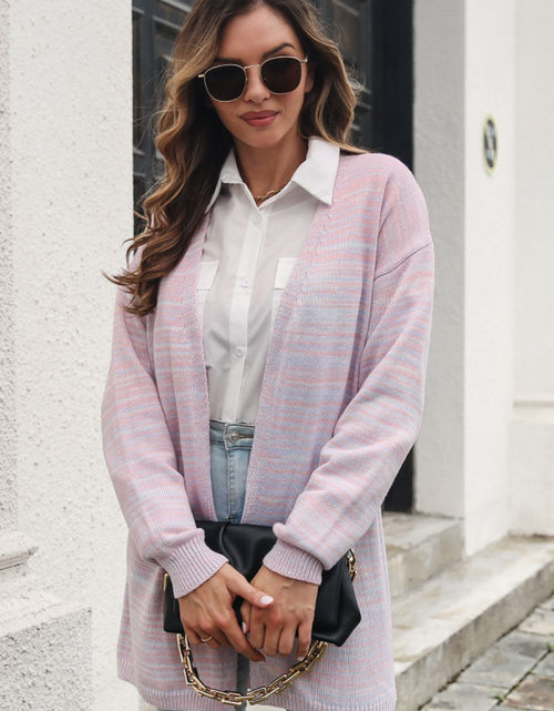Load image into Gallery viewer, Striped Open Front Longline Cardigan
