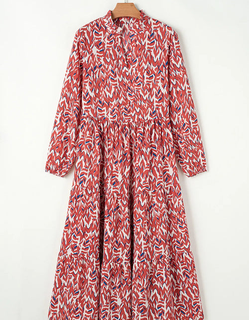 Load image into Gallery viewer, Printed Notched Long Sleeve Dress
