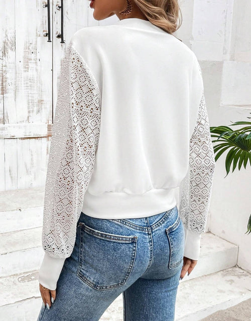 Load image into Gallery viewer, Baseball Collar Lace Patchwork Long Sleeve Jacket
