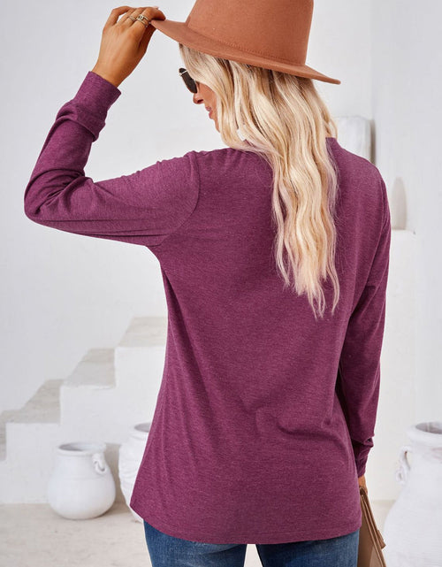 Load image into Gallery viewer, V-Neck Buttoned Long Sleeve Blouse
