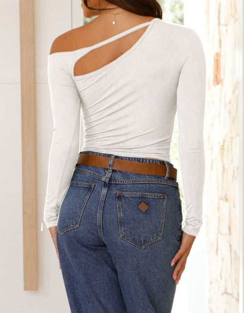 Load image into Gallery viewer, Cutout Asymmetrical Neck Long Sleeve T-Shirt
