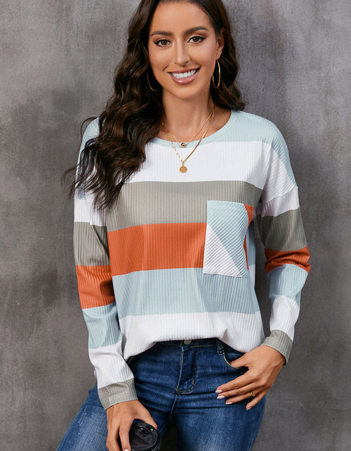Load image into Gallery viewer, Wide Stripe Top with Pocket
