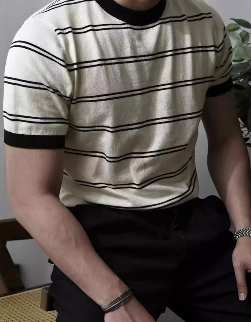 Load image into Gallery viewer, Men's Plus Size Round Neck Striped T-Shirt
