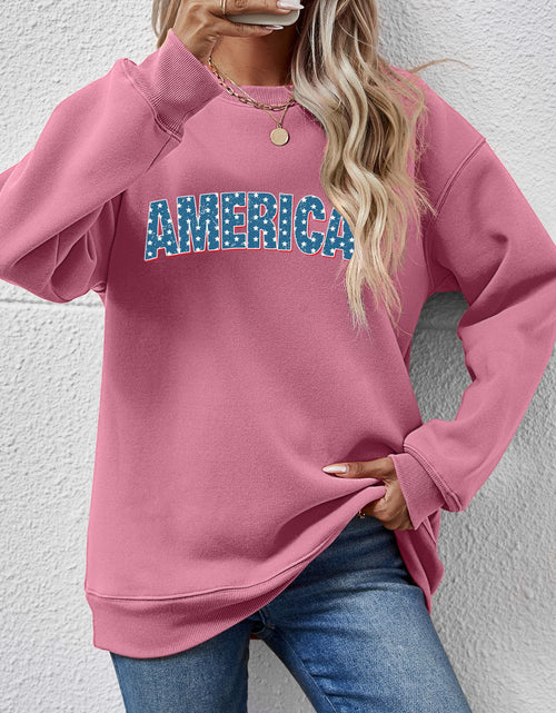 Load image into Gallery viewer, AMERICA Round Neck Dropped Shoulder Sweatshirt
