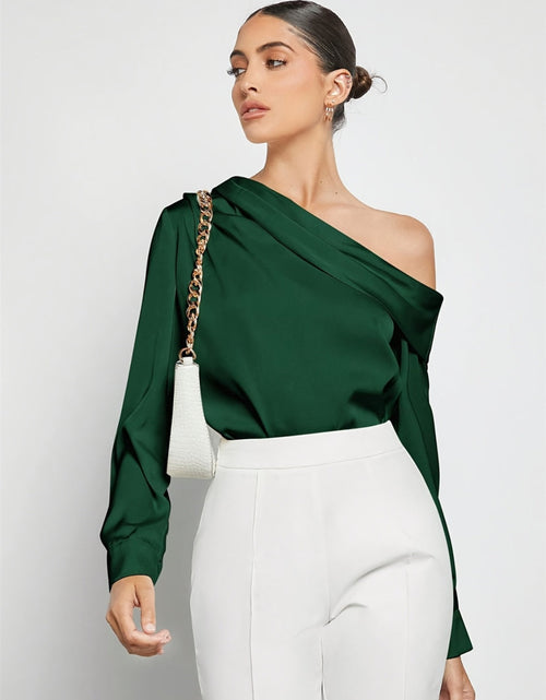 Load image into Gallery viewer, Ruched One Shoulder Long Sleeve Top
