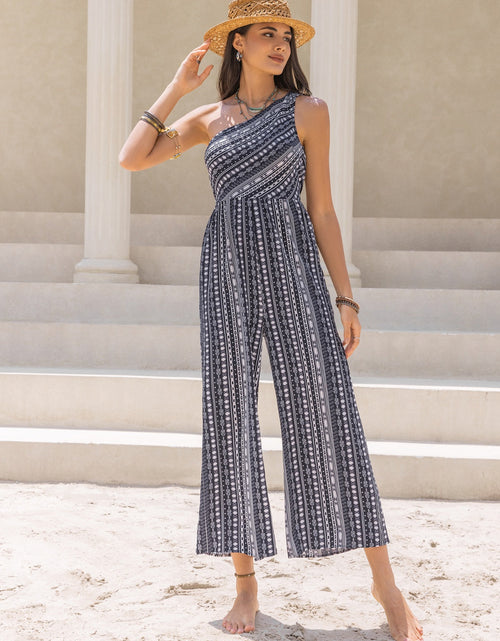 Load image into Gallery viewer, Printed Single Shoulder Sleeveless Jumpsuit

