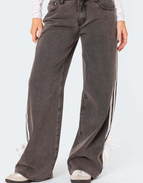 Load image into Gallery viewer, Side Striped Loose Fit Jeans
