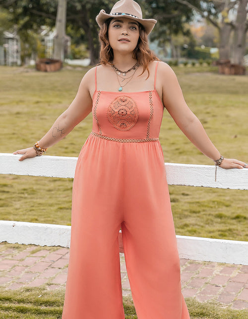 Load image into Gallery viewer, Plus Size Lace Detail Spaghetti Strap Wide Leg Jumpsuit

