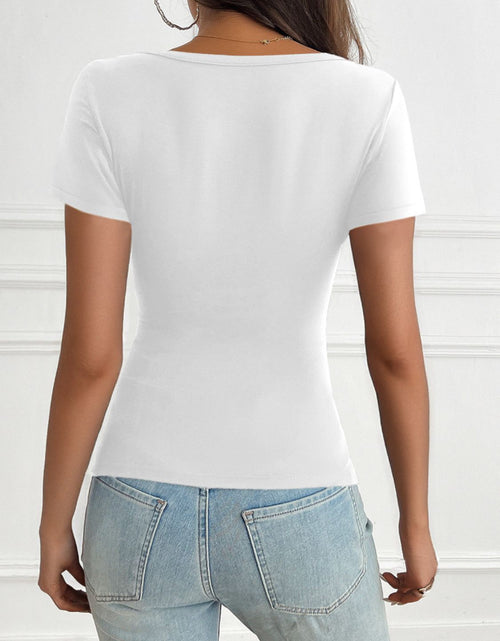 Load image into Gallery viewer, Devine Decorative Button Short Sleeve T-Shirt
