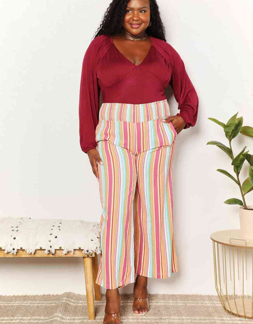 Load image into Gallery viewer, Double Take Striped Smocked Waist Pants with Pockets
