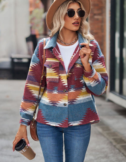 Load image into Gallery viewer, Printed Collared Neck Jacket
